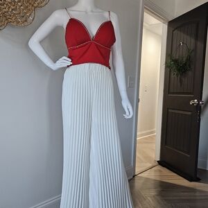 Elegant Red and White Women's Jumpsuit